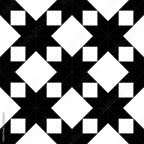 Quilted fabric seamless pattern in black and white, vector