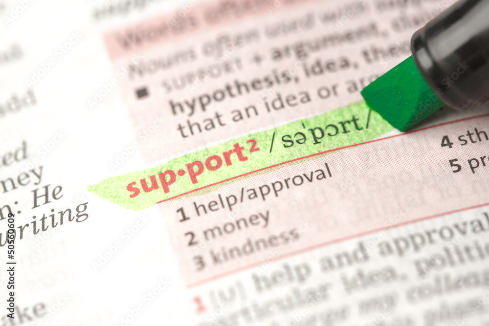 Obraz premium Support definition highlighted in green
