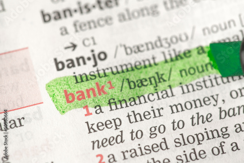 Bank definition highlighted in green