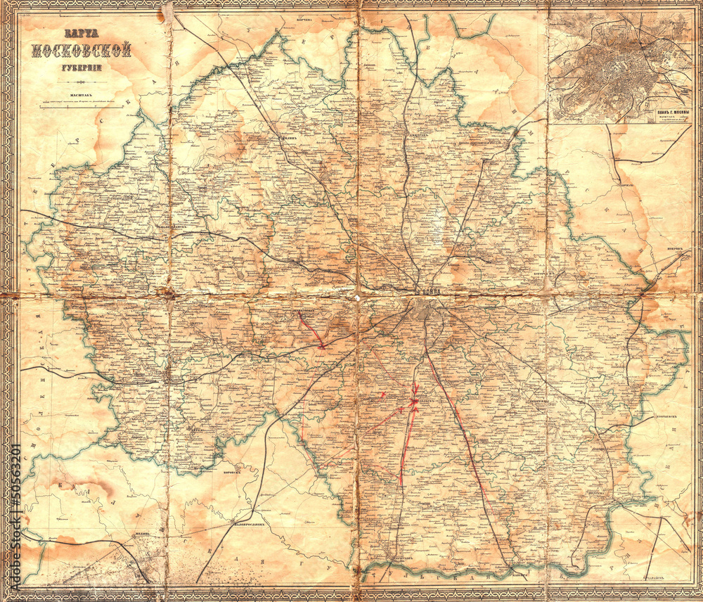 Moscow vintage map 1912