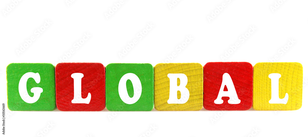 global - isolated text in wooden building blocks global - isolated text in wooden building blocks
