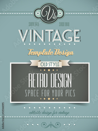 Vintage retro page template or cover