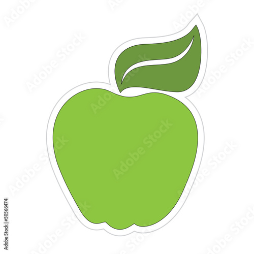 Cartoon Green Apple Sticker