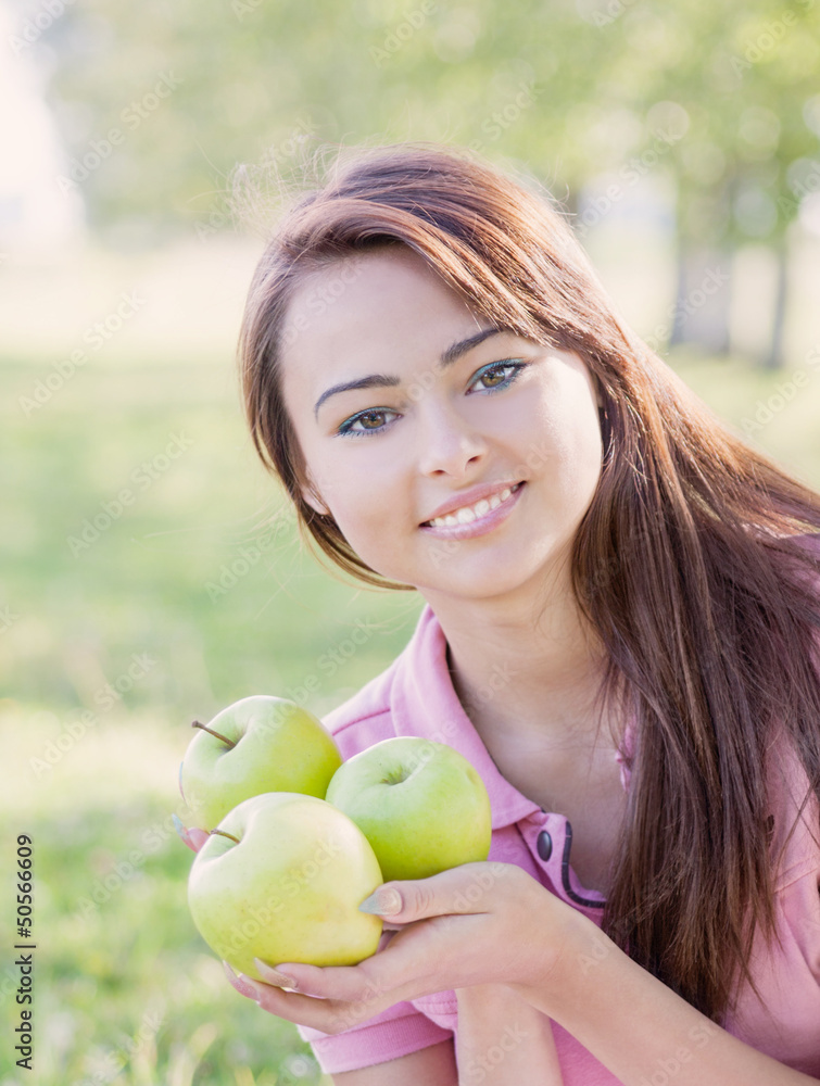 young beautiful girl with apple young beautiful girl with apple