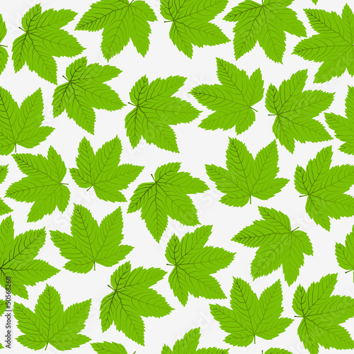 Seamless leafs green pattern, vector © nikolya