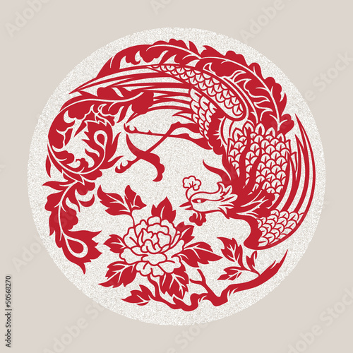 Vector illustration of a mythological animal - a chinese phoenix