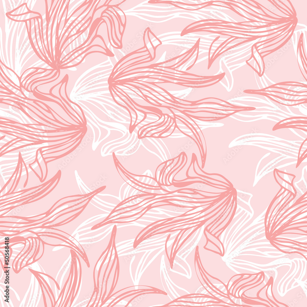 Seamless pattern of pink leaf