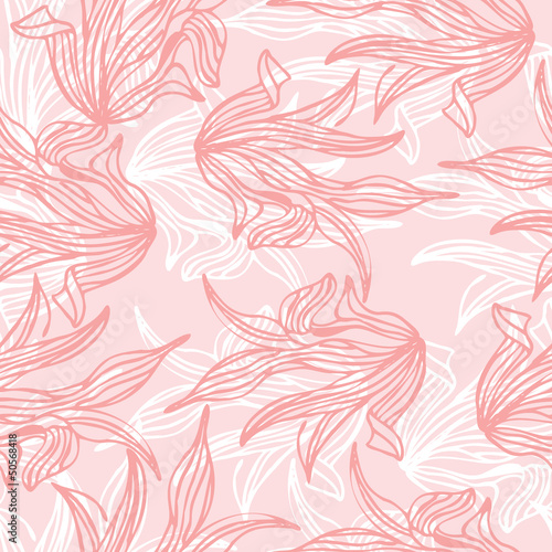 Seamless pattern of pink leaf