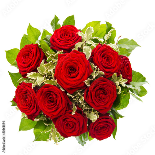 bouquet of red rose flower isolated on white