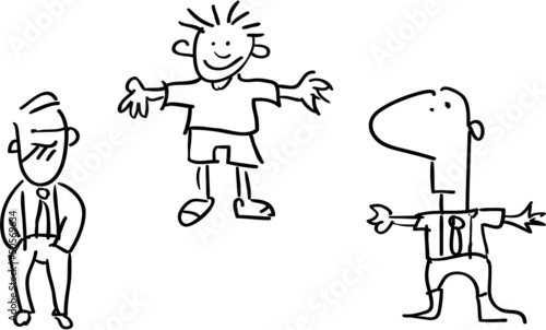 Three simple cartoon men