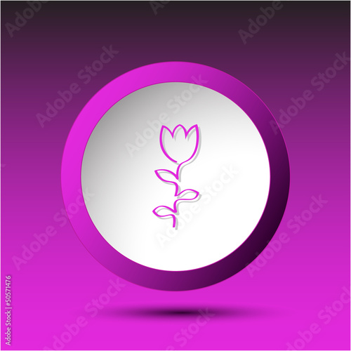 Abstract tulip. Plastic button. Vector illustration.