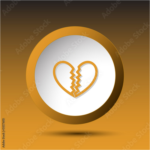 Unrequited love. Plastic button. Vector illustration.