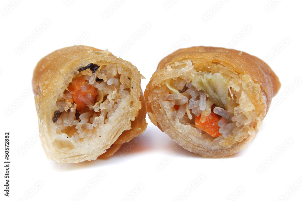 Chinese spring rolls isolated on white background Chinese spring rolls isolated on white background