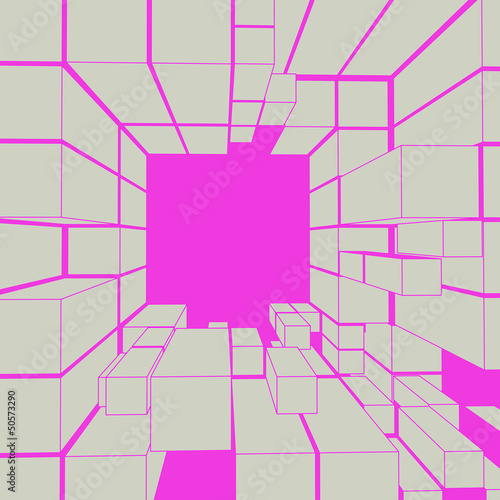 cube magenta grey frame composition vector