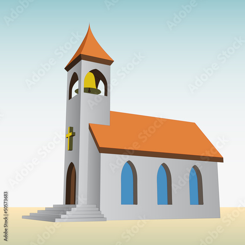 rural church for catholics with bell vector
