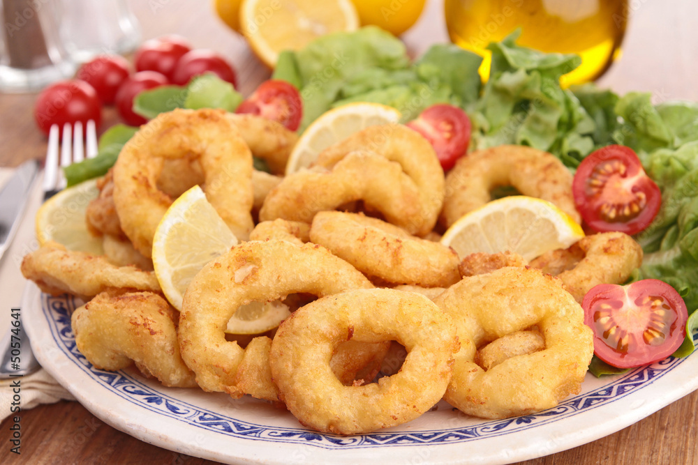 squid rings with lettuce squid rings with lettuce