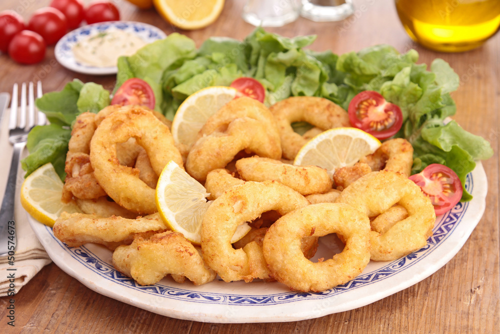 squid rings with lettuce squid rings with lettuce