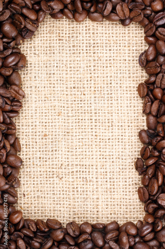 Coffee beans frame and sizal