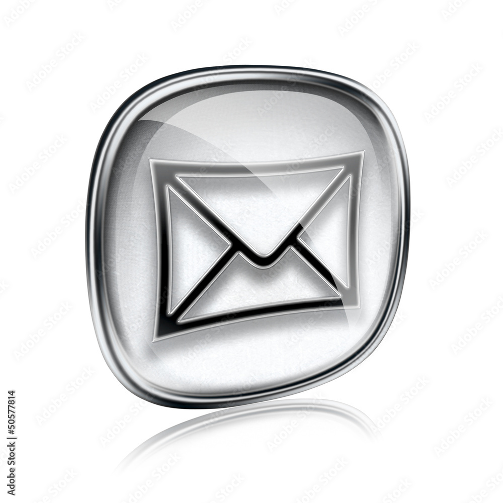 envelope icon grey glass, isolated on white background envelope icon grey glass, isolated on white background