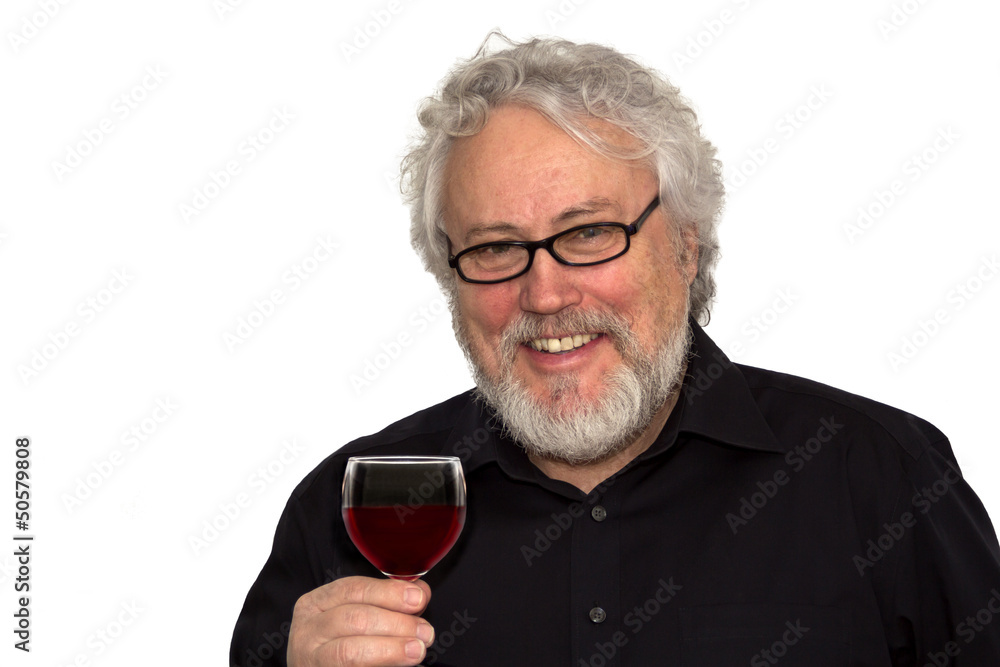 A senior and red wine A senior and red wine