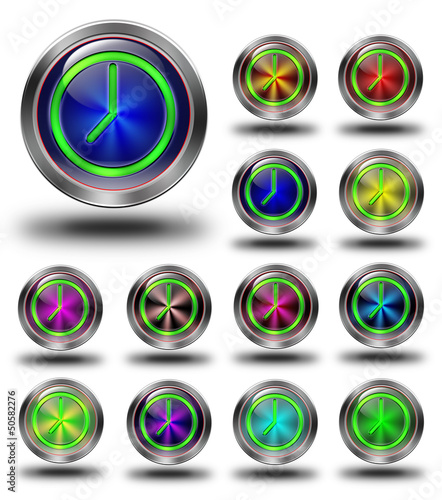 Clock glossy icons, crazy colors #01