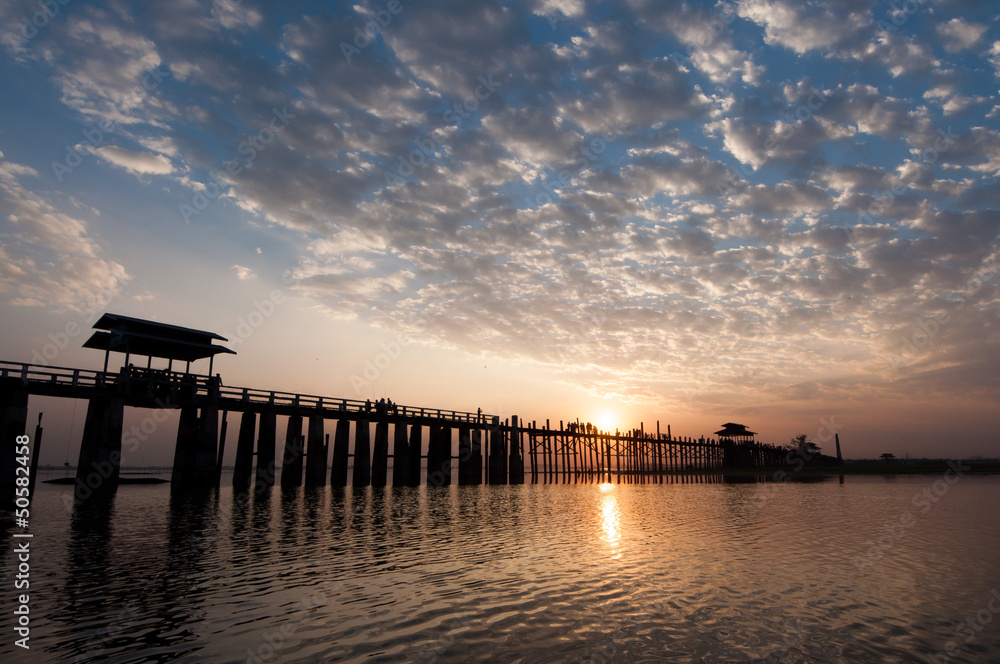 Sunset at the U Bein Bridge, Myanmar Sunset at the U Bein Bridge, Myanmar