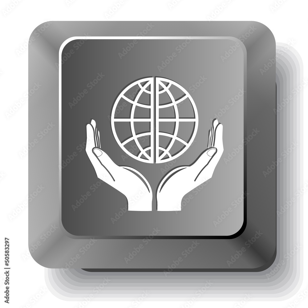Protection world. Vector computer key. Protection world. Vector computer key.
