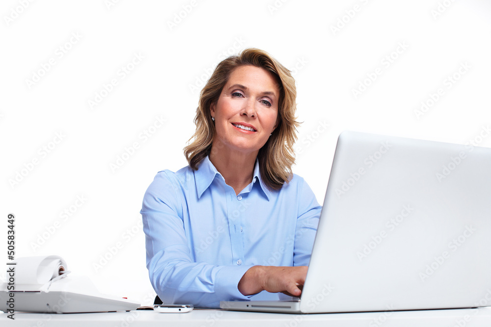Business woman with a laptop computer. Business woman with a laptop computer.