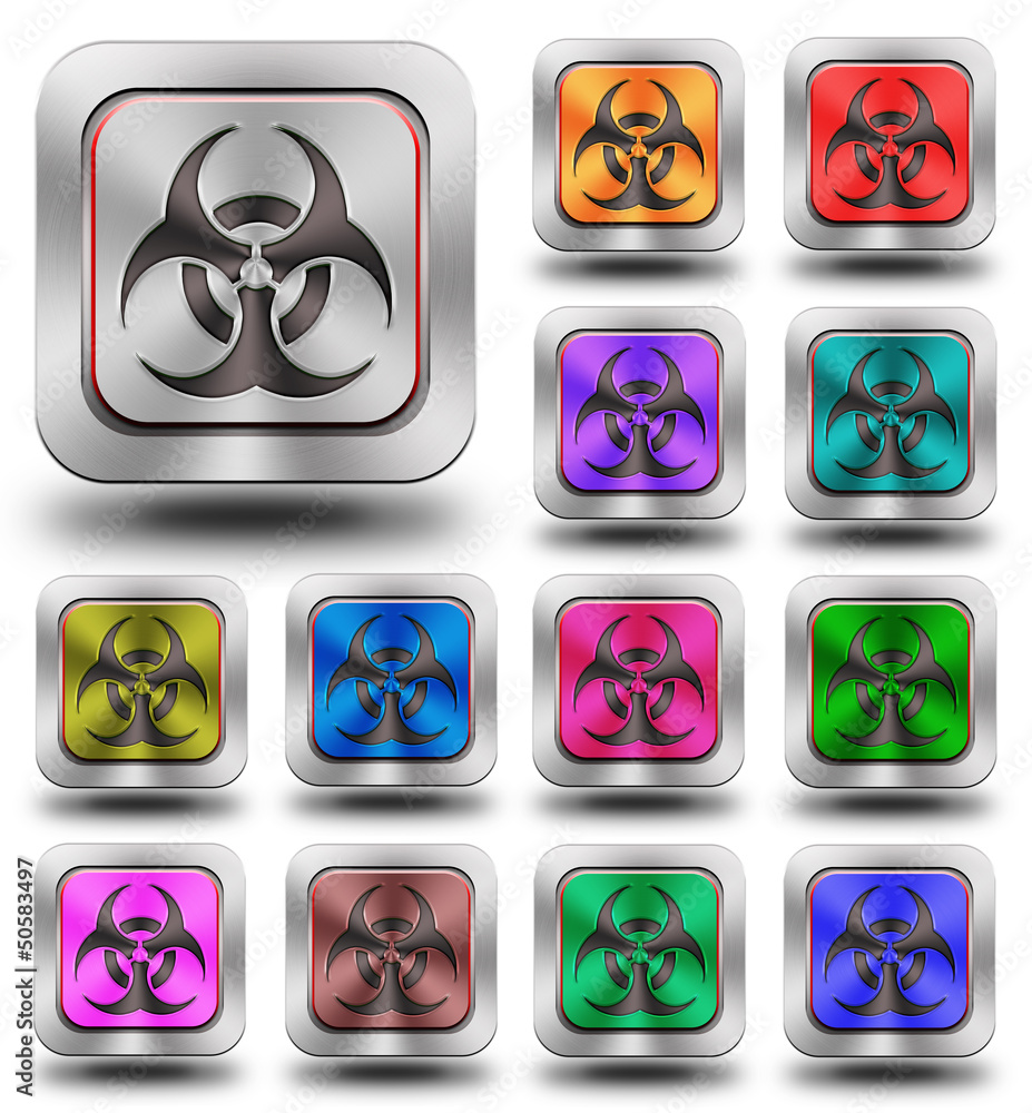 Biohazard aluminum glossy icons, crazy colors - obrazy, fototapety, plakaty 