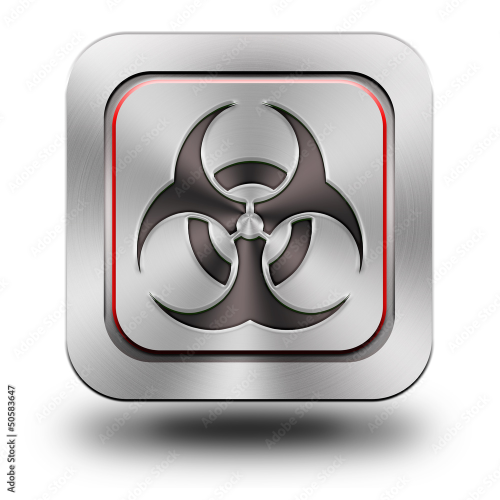 Biohazard aluminum glossy icon - obrazy, fototapety, plakaty 