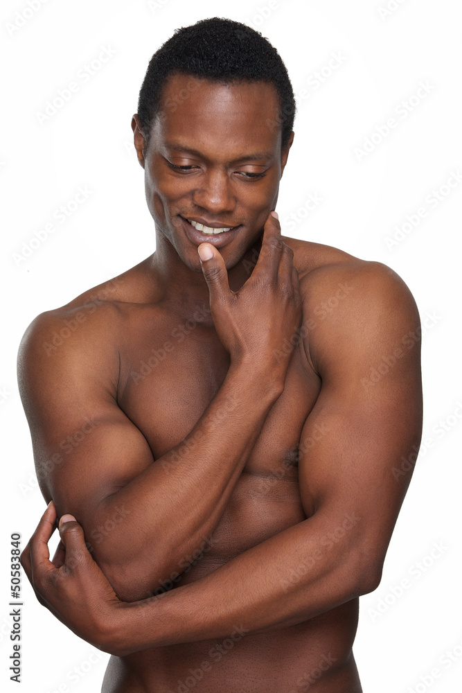 Muscular African American Man Smiling Muscular African American Man Smiling