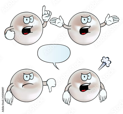 Collection of angry pearls with various gestures.