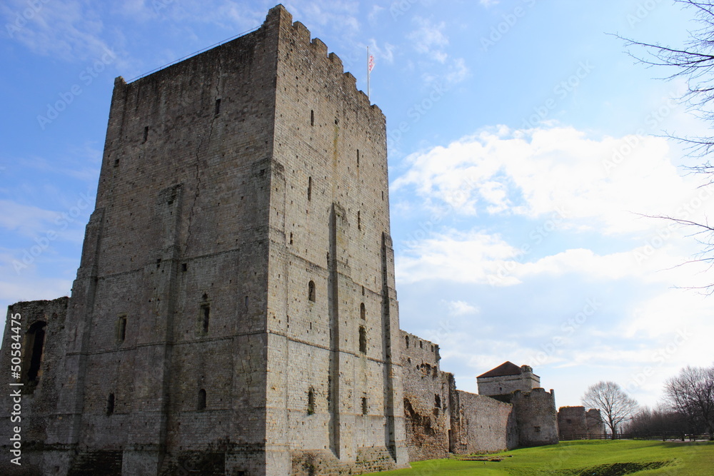 The ruins of an old medieval castle in portchester