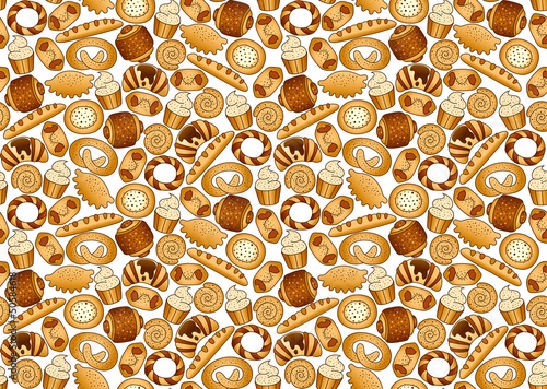 Bakery foodstuffs set on a white background