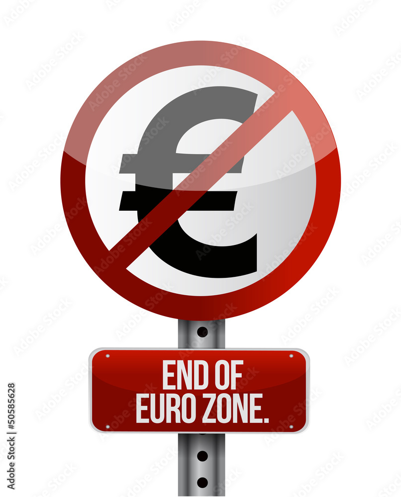 road traffic sign with a euro zone end road traffic sign with a euro zone end