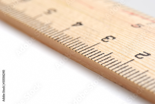 Selective macro focus of numbers on a ruler