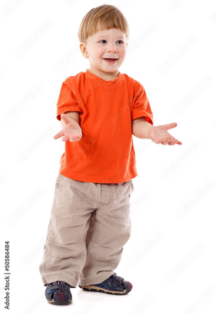 Little boy standing with empty hands Little boy standing with empty hands
