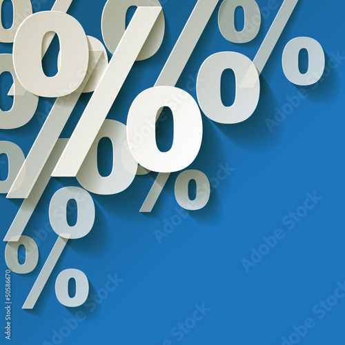 % Prozent Blau Papier Ecke Hintrergrund