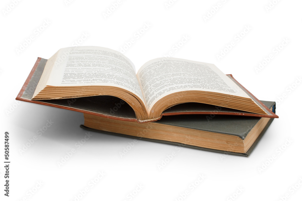 old book revealed two isolated on white background old book revealed two isolated on white background