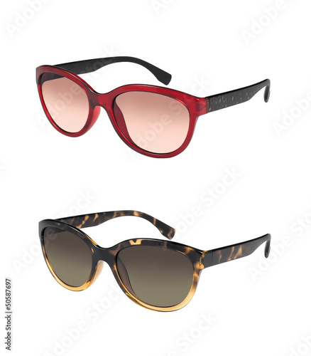 Pair of sunglasses in different colors isolated on white