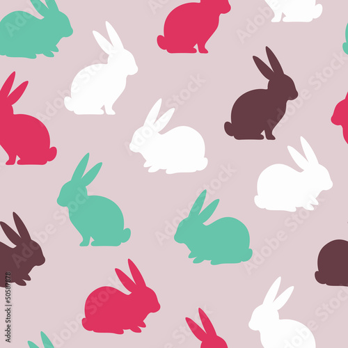 Easter seamless pattern with cute bunnies