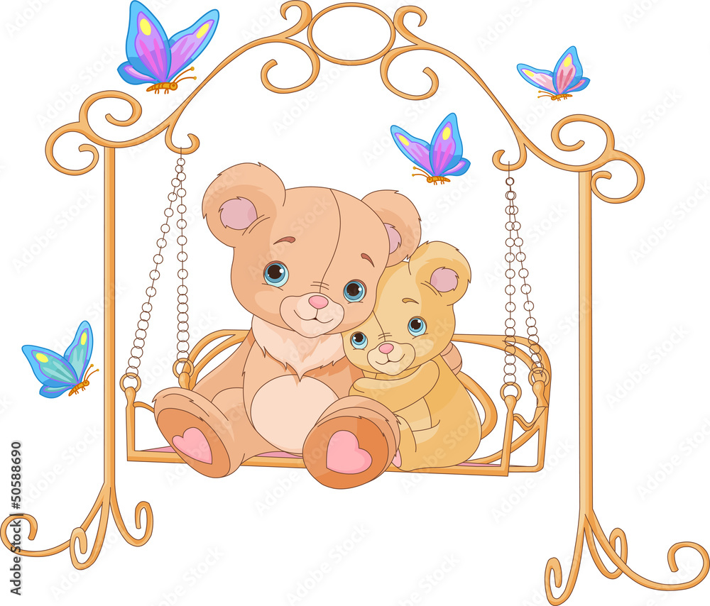 Fototapeta premium Pair of bears on a swing