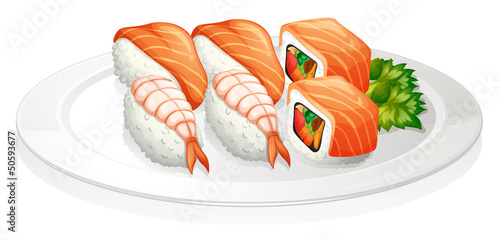 A plate full of sushi