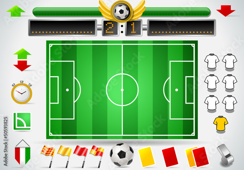 Info Graphic Set of Soccer Field and Icons