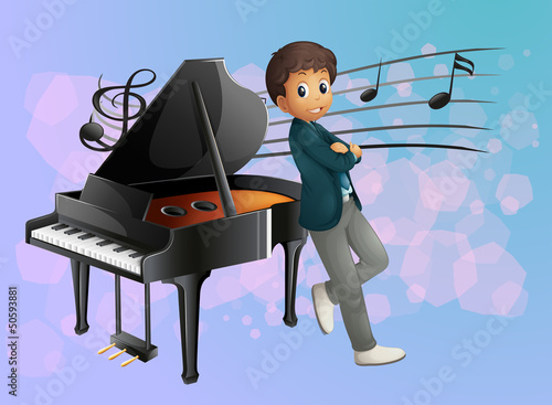 A piano at the back of the musician