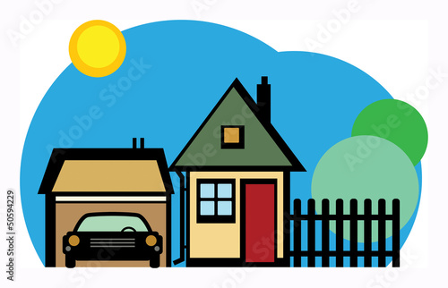 Home and garage, vector illustration © Flavijus Piliponis