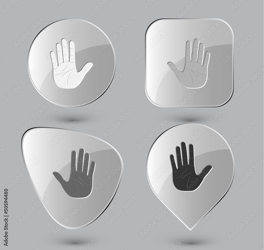 Obraz premium Stop hand. Glass buttons. Vector illustration.