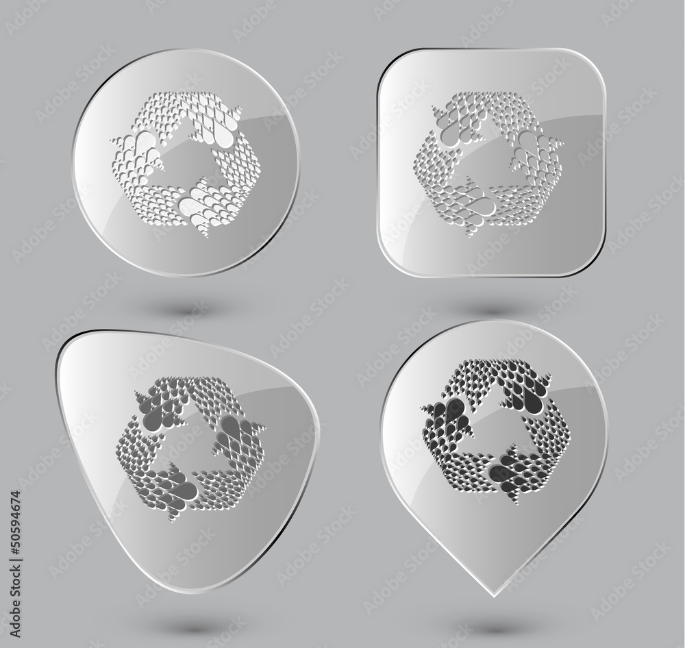 Recycle symbol. Glass buttons. Vector illustration. Recycle symbol. Glass buttons. Vector illustration.