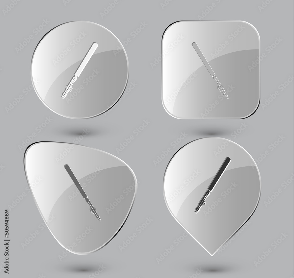 Ruling pen. Glass buttons. Vector illustration. Ruling pen. Glass buttons. Vector illustration.