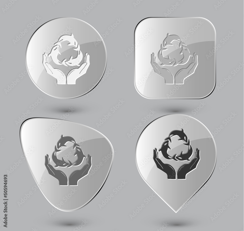 Protection nature. Glass buttons. Vector illustration. Protection nature. Glass buttons. Vector illustration.